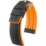 Černo-oranžový kožený opasek 22 mm hirsch