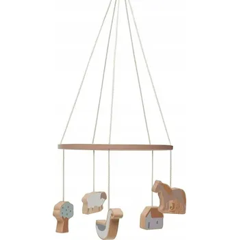 Kolotoč nad postýlku DŘEVĚNÝ KOLOTOČ NAD POSTÝLKU S PŘÍVĚSKY FARMA