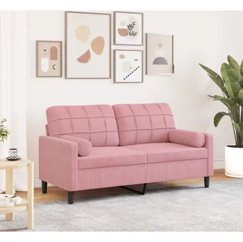 Pohovka 2místná pohovka s polštáři růžová 140 cm samet Růžová3278222