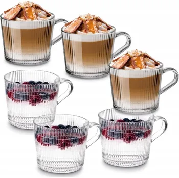 Sklenice na kávu a čaj Tadar bezbarvá sklo 0,40 l vintage 6 ks