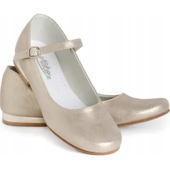 Chlapecké polobotky Společenské zlaté dívčí boty KBD-820, velikost 38, elegantní, délka stélky 25,2 cm