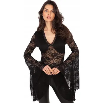 Dámská halenka Dámská halenka Elegantní krajková s výstřihem do V a zvonovými rukávy