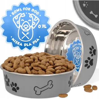 Miska pro psa MISKA PSA 0,7 Kovová miska pro psa z nerezové oceli na vodu a krmivo pro velké psy 4D