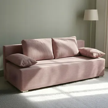 Pohovka Rozkládací pohovka s funkcí spaní Lunera 2 manšestr růžová