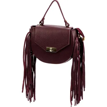 Kabelka Dámská kožená kabelka LUKA s třásněmi BOHO styl DOLLARO bordó