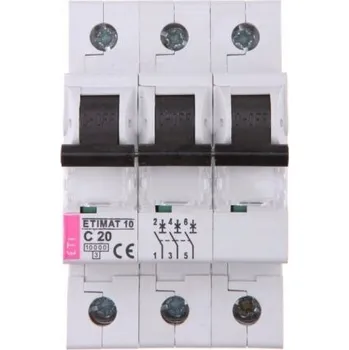 vypínač JIŠTIČ NADPROUDOVÝ 3P C20A 10kA AC ETIMAT 10 ETI 002135717