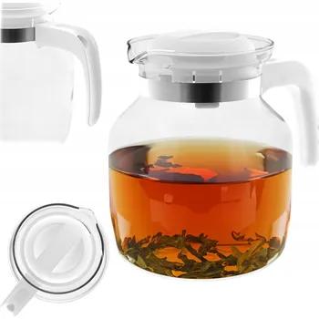 Konvice na čaj KONVICE NA ČAJ KÁVU SKLENĚNÁ 1,5L ŽÁRUVZDORNÁ NA NÁPOJE S VÍKEM ČERNÁ