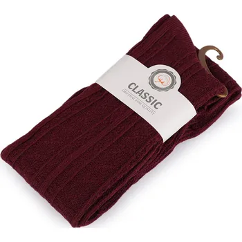 Dámské ponožky Dámské bavlněné nadkolenky vzorované, velké, 5 vínová