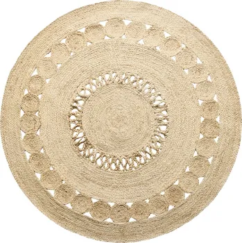 Koberec Ručně vázaný kusový koberec Zora J 29 Natural kruh, 80x80 (průměr) kruh, béžová, chodba / předsíň, Diamond Carpets India - 1 rok na vrácení + DOPRAVA ZDARMA k Vám i zpět