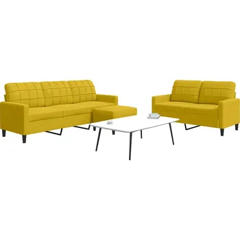 Pohovka 3dílná sedací souprava s poduškami žlutá samet Žlutá3278407
