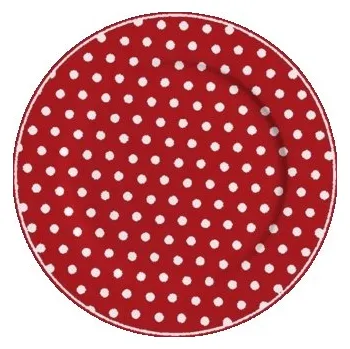 Talíř Červený talíř s bílými puntíky 19 cm