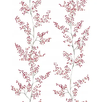 Tapeta TAPETA VZOR VĚTVIČKY ČERVENO-ŠEDÝ ODSTÍN NA VLIESOVÉ TAPETĚ