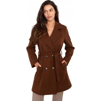 Dámský kabát Dámský Kabát s Vázaným Páskem Elegantní Dvouřadý