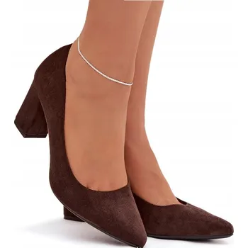 Dámské lodičky Lodičky z eko semiše na sloupkovém podpatku SERGIO LEONE PB414 Čokoládové 38