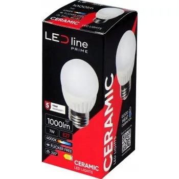 Žárovka LED žárovka LED line PRIME E27 7W 4000K 1000lm 170-250V G45 KULKA (Baňka)