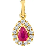 Diamantový přívěsek Dutchess ze žlutého zlata s přírodním rubínem a diamanty 0,09 ct