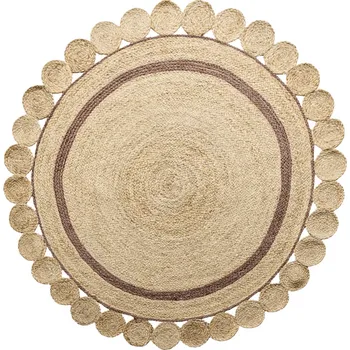 Koberec Ručně vázaný kusový koberec Ora J-28 Natural kruh, 80x80 (průměr) kruh, béžová, chodba / předsíň, Diamond Carpets India - 1 rok na vrácení + DOPRAVA ZDARMA k Vám i zpět