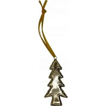 Vánoční dekorace Keramická ozdoba na stromeček - zlatá vánoční stromeček, 3,4×1,6×7,7 cm - vánoční dekorace