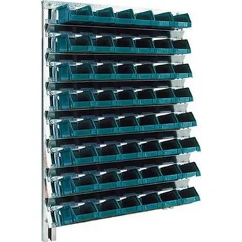 Dílenský regál Nástěnný regál s boxy Unibox (48 ks)