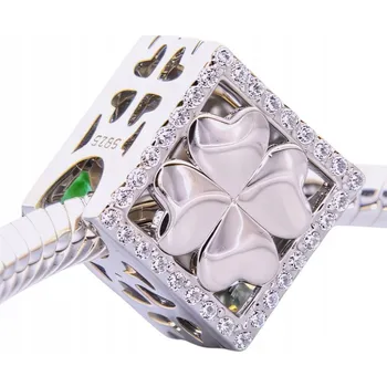 Přívěsek Přívěsek pro ŠTĚSTÍ zelený čtyřlístek jetel Stříbro 925 platina