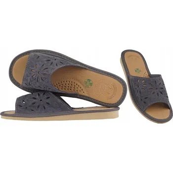 Dámská obuv Pantofle široké bačkory z přírodní semišové kůže pro silnější chodidla Bamboše velikost 41