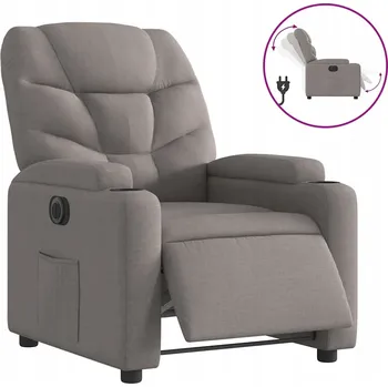 Křeslo Elektrické polohovací křeslo, barva taupe (šedohnědá), potažené látkou
