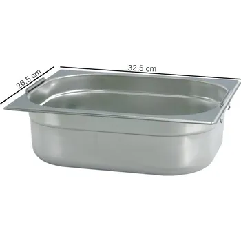 Plech na pečení TOMGAST | Gastronádoba STANDARD velikost GN 1/2, výška 20 cm, s UCHYTY (Gastronádoba s úchyty GN 1/2 - hloubka 20 cm)