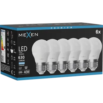 Žárovka Mexen Nova 6x LED žárovka E27, G45, 6W, Studená - 6500K, 630 lm - L101-E27-0665-01x06 Żarówki LED