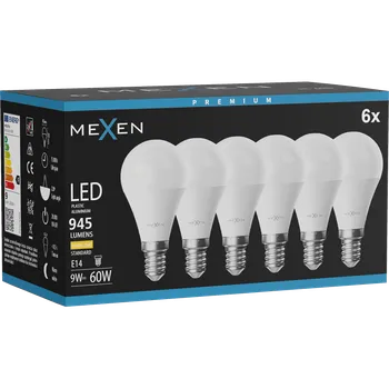 Žárovka Mexen Nova 6x LED žárovka E14, G45, 9W, Teplá - 3000K, 945 lm - L101-E14-0930-01x06 Żarówki LED