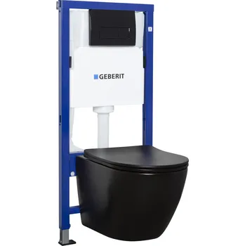 Klozet Kerra Geberit Duofix Basic Delos Black/Delta WC závěsný komplet, GBDDB
