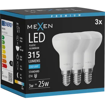 Žárovka Mexen Nova 3x LED žárovka E14, R50, 3W, Studená - 6500K, 315 lm - L103-E14-0365-01x03 Żarówki LED