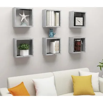 police vidaXL Nástěnné police kostky 6 ks 30 x 15 x 30 cm [807006] Barva: Betonová šedá