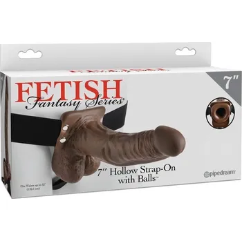 Připínací penis Dutý připínací penis s varlaty "7" hnědý,