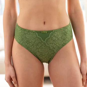 Kalhotky Blancheporte Sada 2 kalhotek midi s vysokým pasem, krajkou a tylem Guspini zn. Confidence Lingerie zelená 46/48