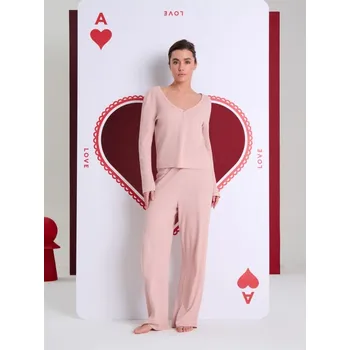 Dámské pyžamo Sinsay - Dvoudílné pyžamo s příměsí viskózy - růžová - 151GF-38X - 151GF-38X-XL