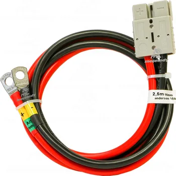 elektrický kabel 250 cm sada kabelů LGY 16 mm² s okem M8 a konektorem Anderson 50A pro akumulátory a měniče