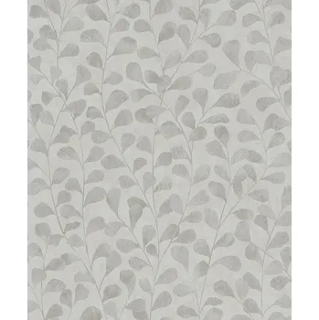 Tapeta Béžová tapeta do pokoje se šedými a perleťovými lístky