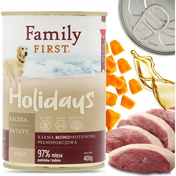 Krmivo pro psa Family First Konzerva pro psy KACHNA se sladkými bramborami adult 400 g