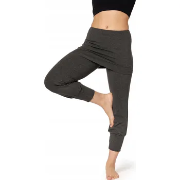 Dámské legíny Jógové kalhoty 3/4 se sukýnkou, dámské legíny BLV50-276 Tmavě šedé XS