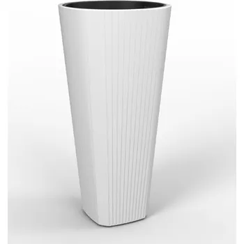 Pěstitelství Lamela LAMELA, květináč MUZA, rozměr 390 x 390 mm, výška 810 mm, bílý