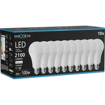 Žárovka Mexen Nova 10x LED žárovka E27, A70, 20W, Neutrální - 4000K, 2100 lm - L100-E27-2040-01x10 Żarówki LED