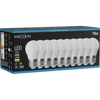 Žárovka Mexen Nova 10x LED žárovka E27, G45, 1W, Teplá - 3000K, 105 lm - L101-E27-0130-01x10 Żarówki LED