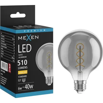 Žárovka Mexen Vintis Žárovka filament spirála LED E27, G95, 6W, Teplá - 2700K, 510 lm, kouřová - L167-E27-0627-70 Żarówki LED