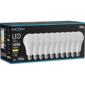 Žárovka Mexen Nova 10x LED žárovka E27, A70, 18W, Teplá - 3000K, 1890 lm - L100-E27-1830-01x10 Żarówki LED