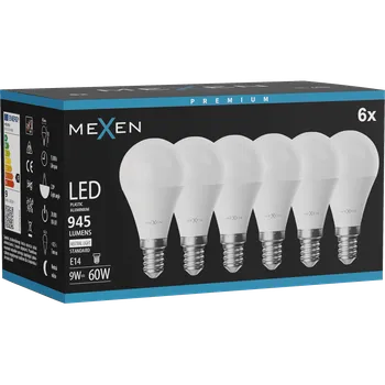 Žárovka Mexen Nova 6x LED žárovka E14, G45, 9W, Neutrální - 4000K, 945 lm - L101-E14-0940-01x06 Żarówki LED