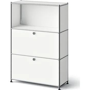 Komoda 718277 - Tchibo - Kovová komoda »Cn3 Slim Line« se 2 přemístitelnými výklopnými dvířky - barva: bílá