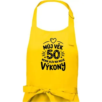 Kuchyňská zástěra Můj věk nemá vliv na moje výkony - Dámská zástěra na vaření - Univerzální velikost ( Žlutá )