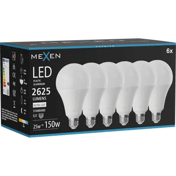 Žárovka Mexen Nova 6x LED žárovka E27, A95, 25W, Neutrální - 4000K, 2625 lm - L100-E27-2540-01x06 Żarówki LED