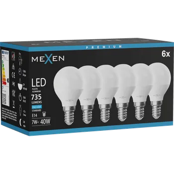 Žárovka Mexen Nova 6x LED žárovka E14, G45, 7W, Studená - 6500K, 735 lm - L101-E14-0765-01x06 Żarówki LED