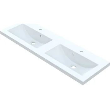 Umyvadlo Vayer Pegasus 120 dvojumyvadlo z litého mramoru na desku, VAY-PEG